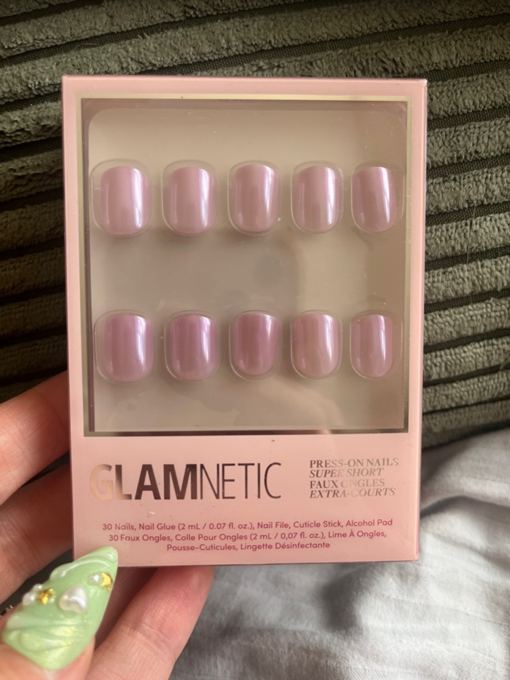 Glamnetic super short press on nails in purple pixie